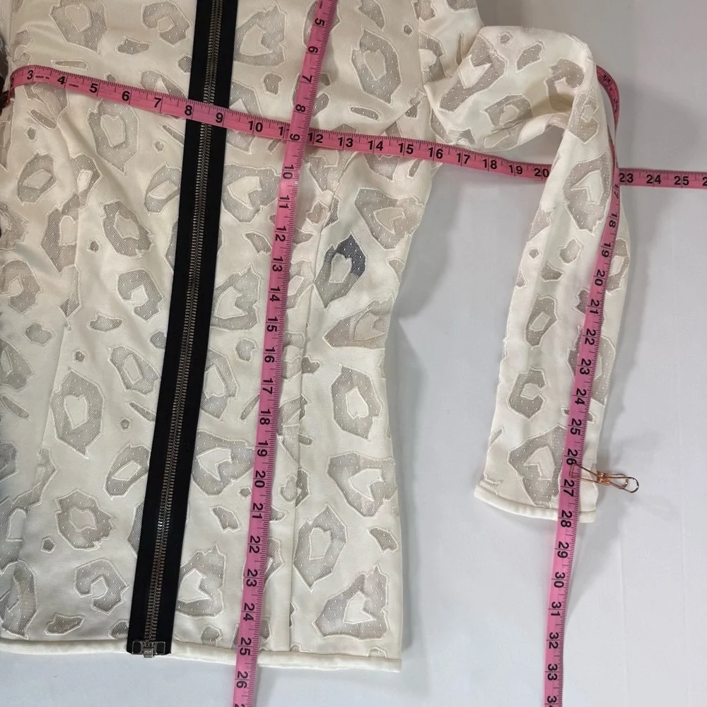 NWOT Anthony Vaccarello Semi Sheer Plumetis Animal Print France Zip Jacket XS